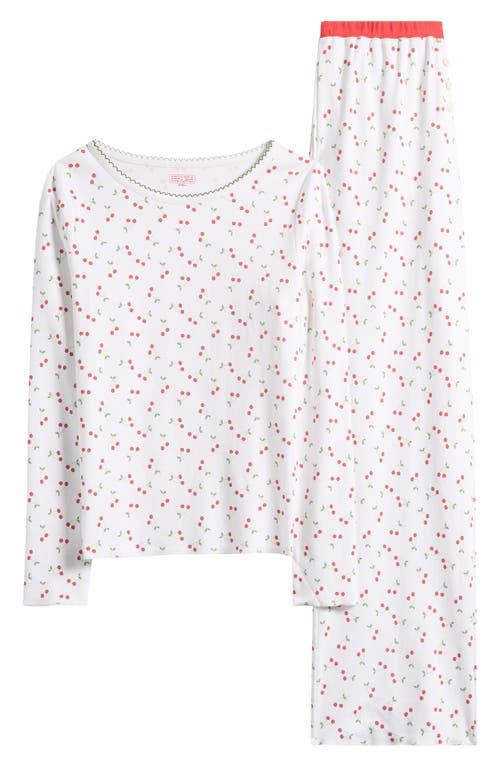 Cozyland Ellie Print Pima Cotton Pajamas In White