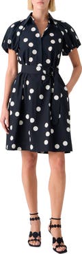 Akris punto Polka Dot Belted Cotton Poplin Shirtdress