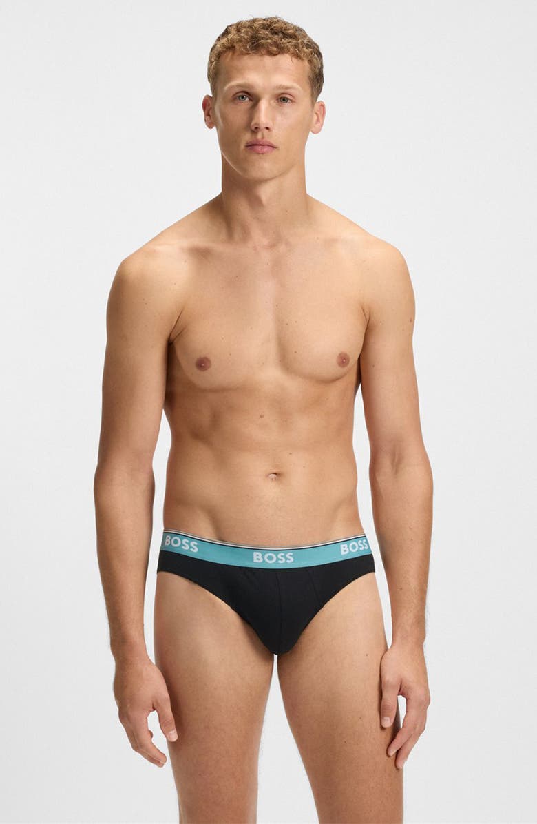 BOSS Assorted 3-Pack Power Stretch Cotton Briefs, Alternate, color, Black