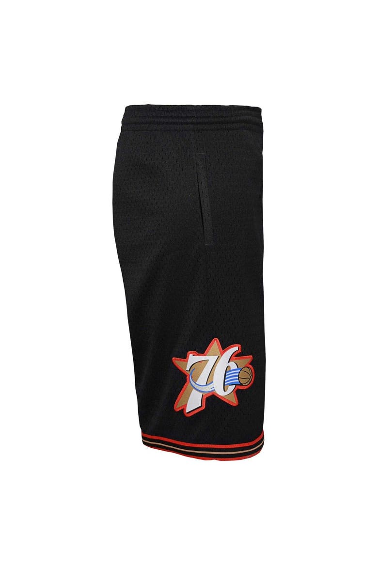 Youth Mitchell & Ness Black Philadelphia 76ers Hardwood Classics Swingman Shorts, Alternate, color, Black