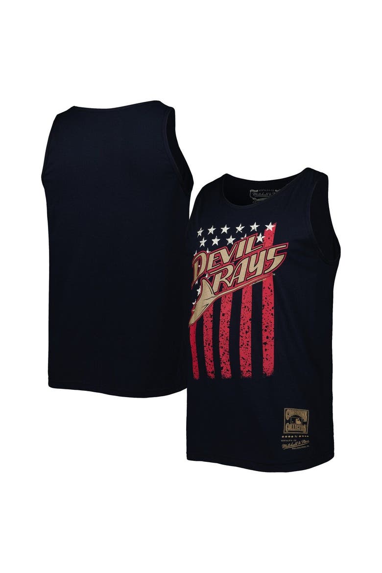 Men's Mitchell & Ness Navy Tampa Bay Rays Cooperstown Collection Stars and Stripes Tank Top, Main, color, Navy