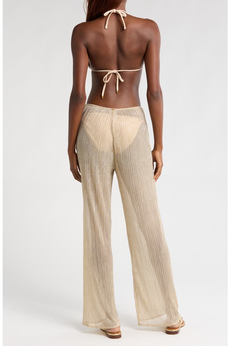 Waverly Tie Waist Shimmer Cover-Up Pants, Alternate, color, ORO