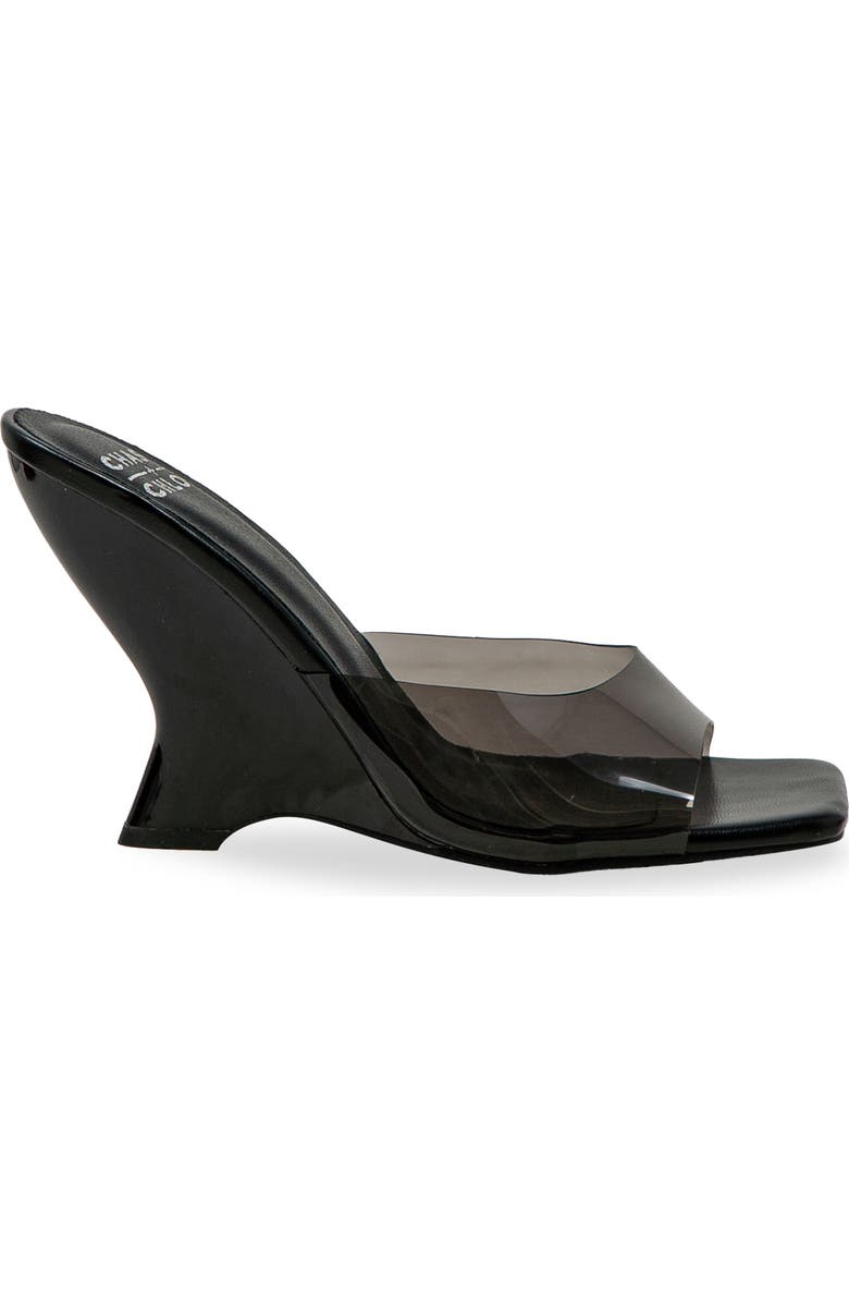 CHASE AND CHLOE Alia Clear Strap Wedge Sandal, Alternate, color, Clear Black