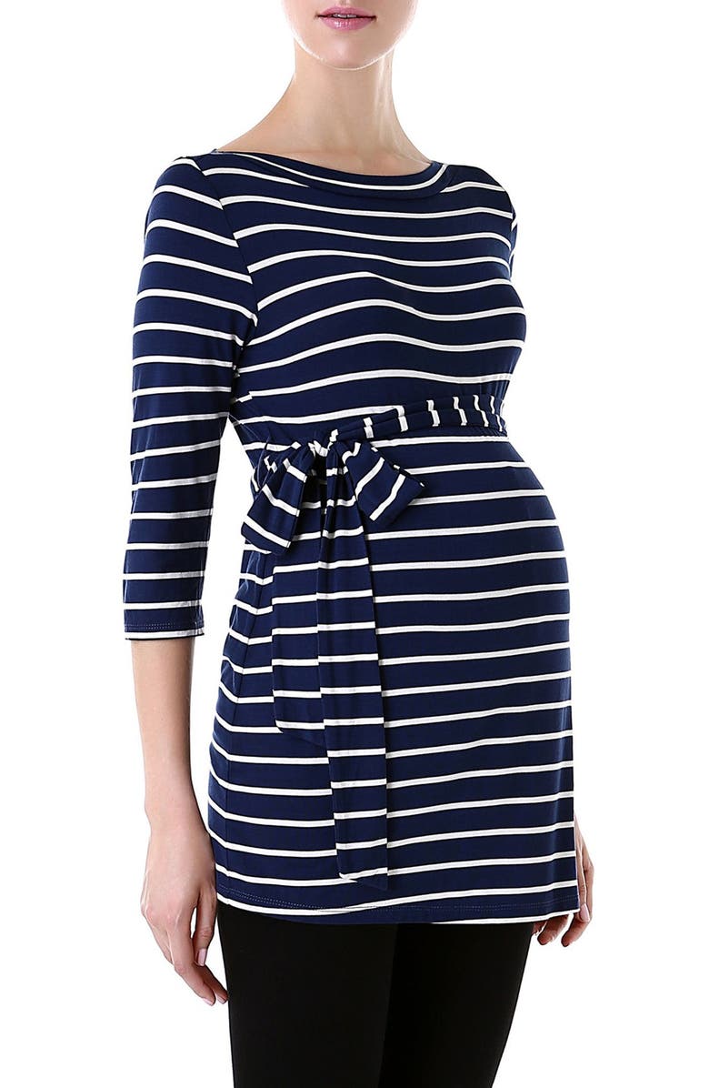 Kimi and Kai 'Whitney' Stripe Belted Maternity Top, Main, color, 