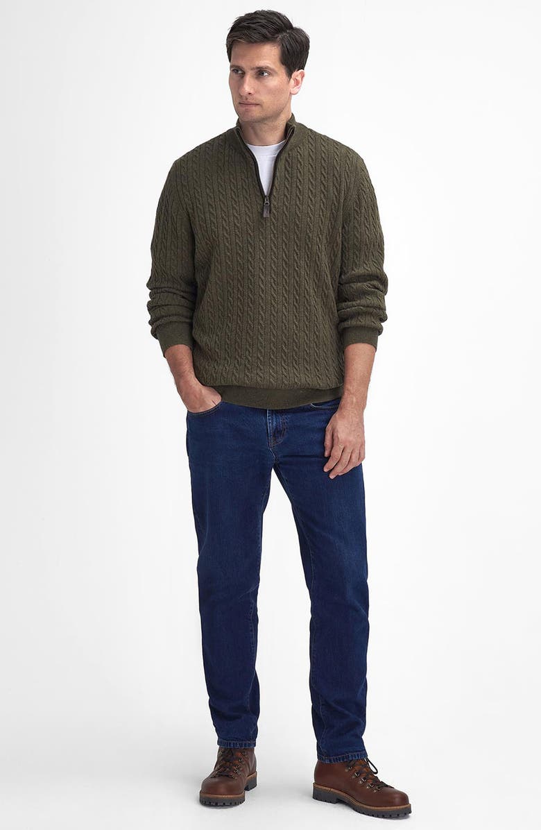 Barbour Ramsden Cable Knit Quarter Zip Wool Sweater, Alternate, color, 