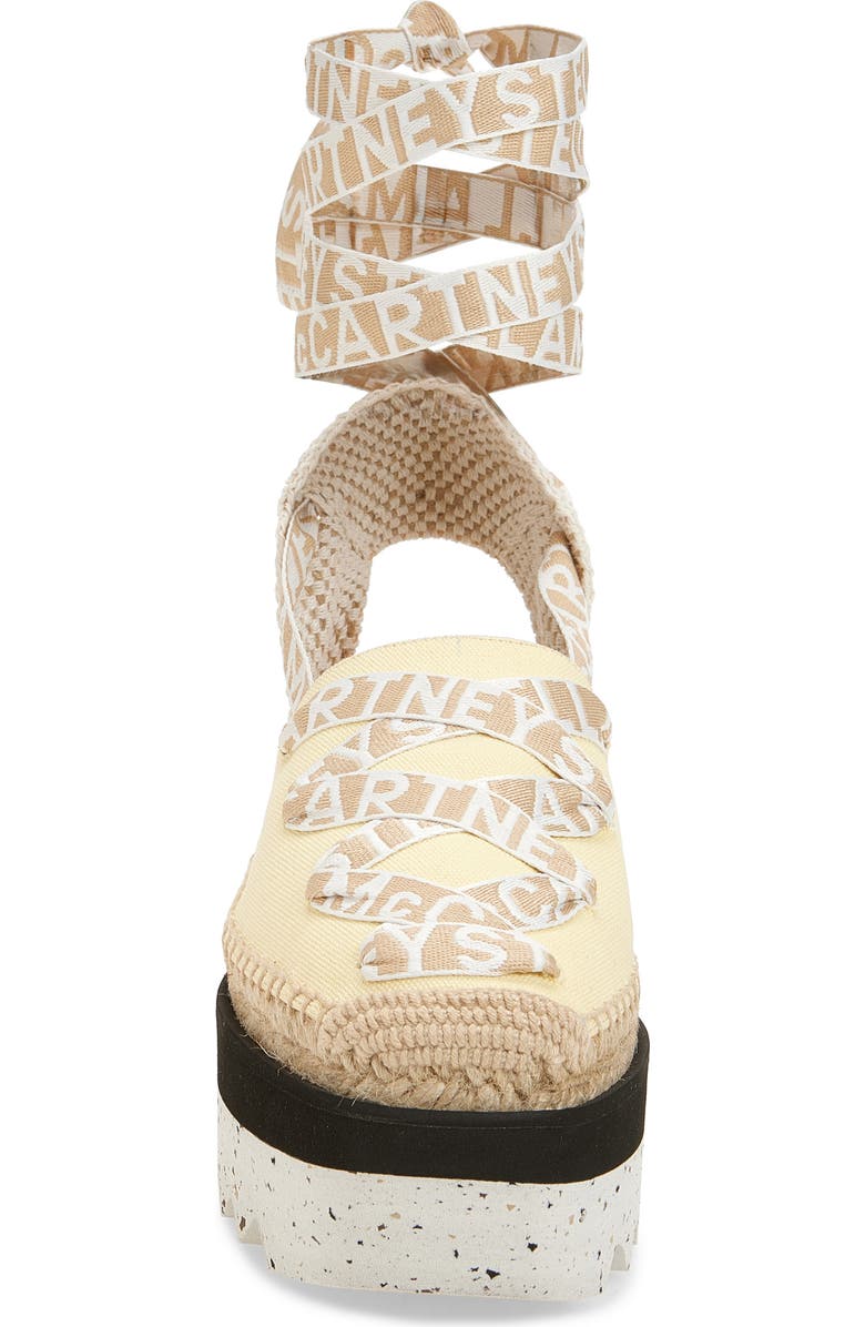 Stella McCartney Gaia Logo Strap Espadrille, Alternate, color, Banana