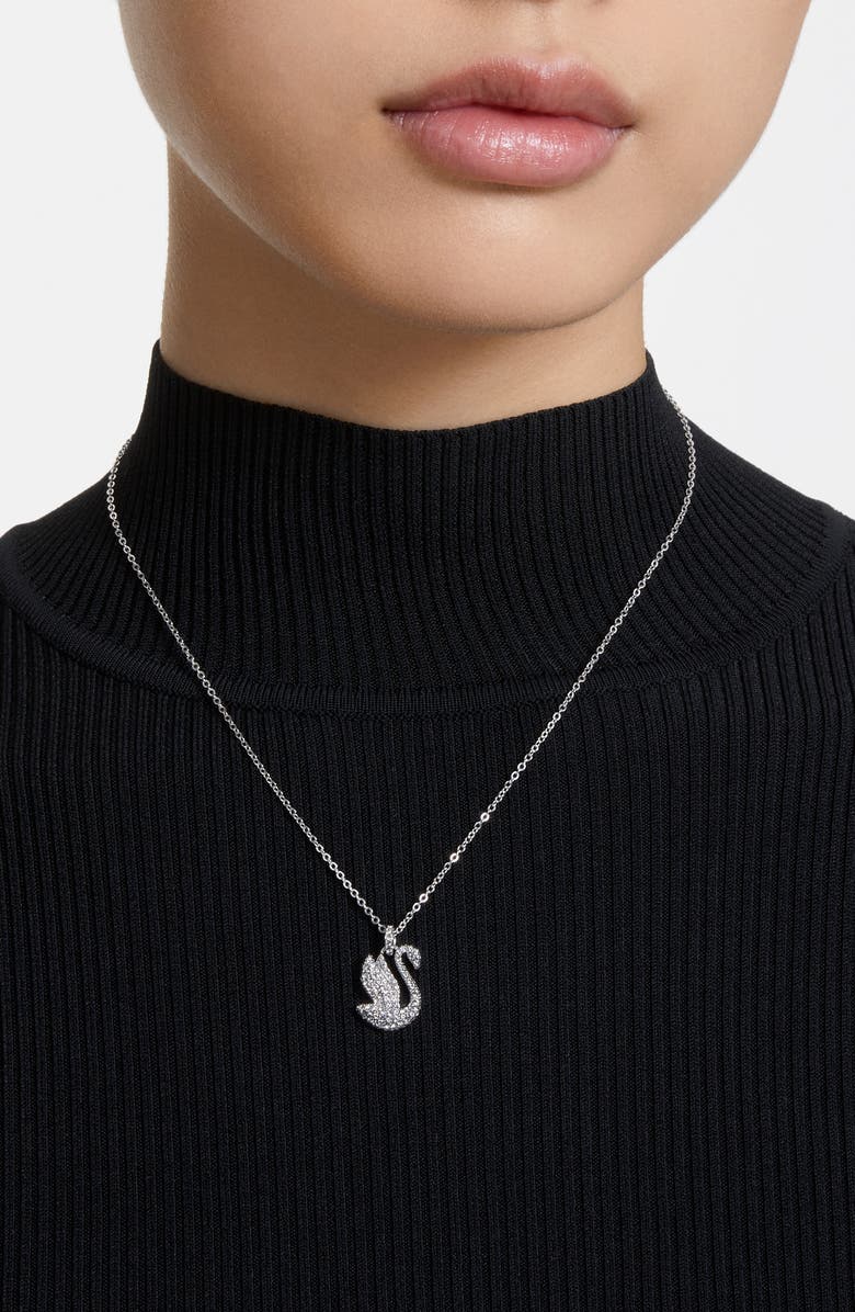Swarovski Swan Crystal Pendant Necklace, Alternate, color, White/ Silver