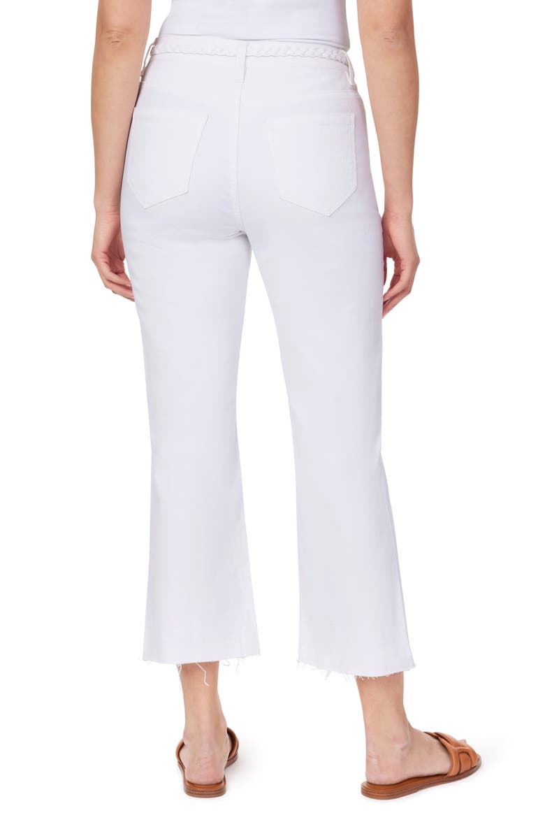 Kensie Tie Belt High Waist Kick Flare Jeans, Alternate, color, White