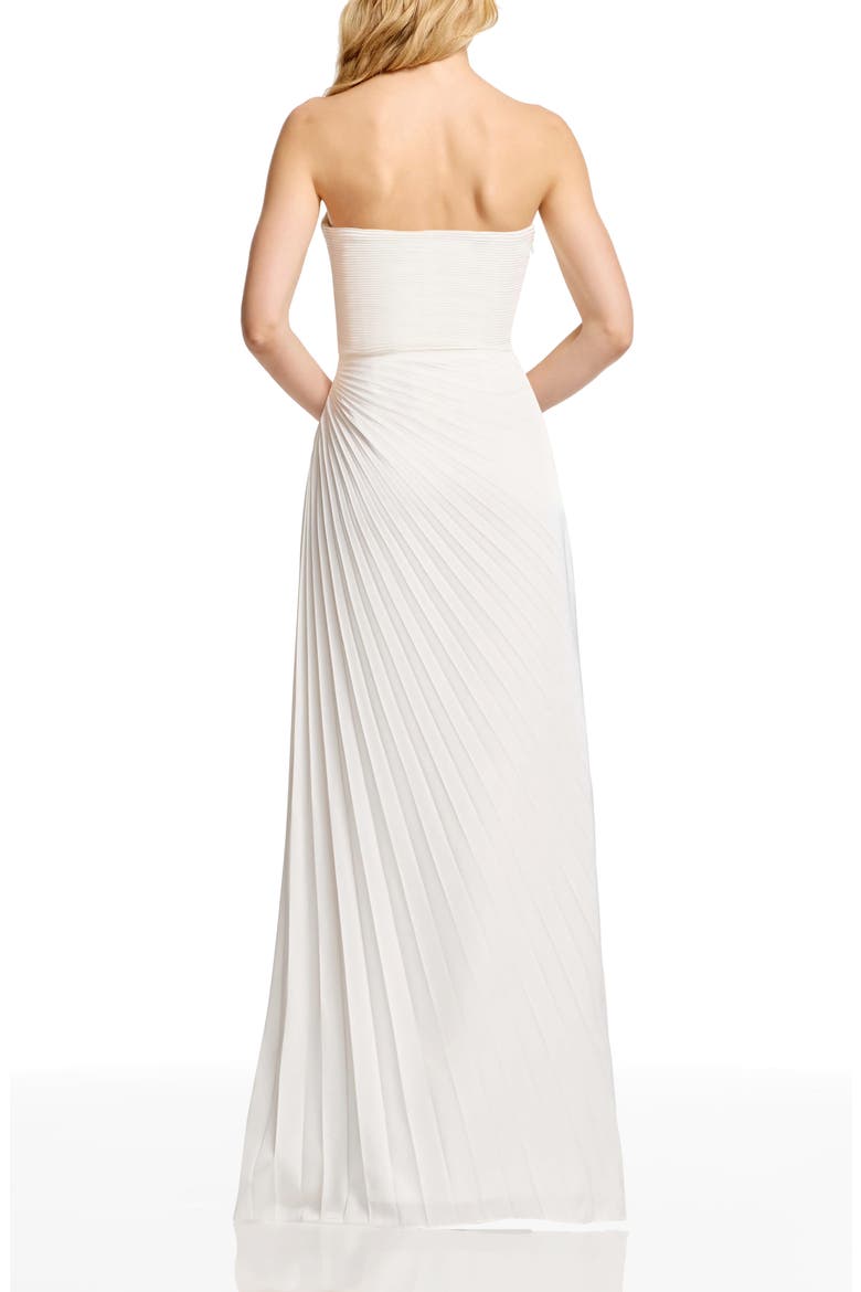 Kinley Accordion Pleat Strapless Evening Gown, Alternate, color, OFF WHITE