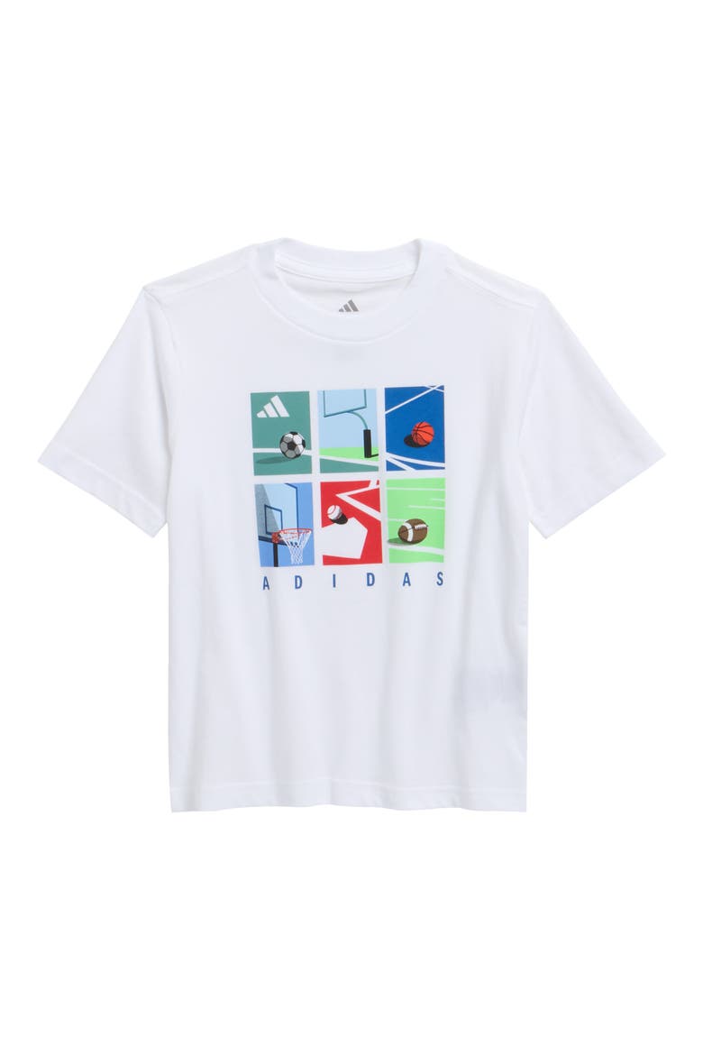 Kids' Box Logo Cotton Graphic T-Shirt, Main, color, WHITE