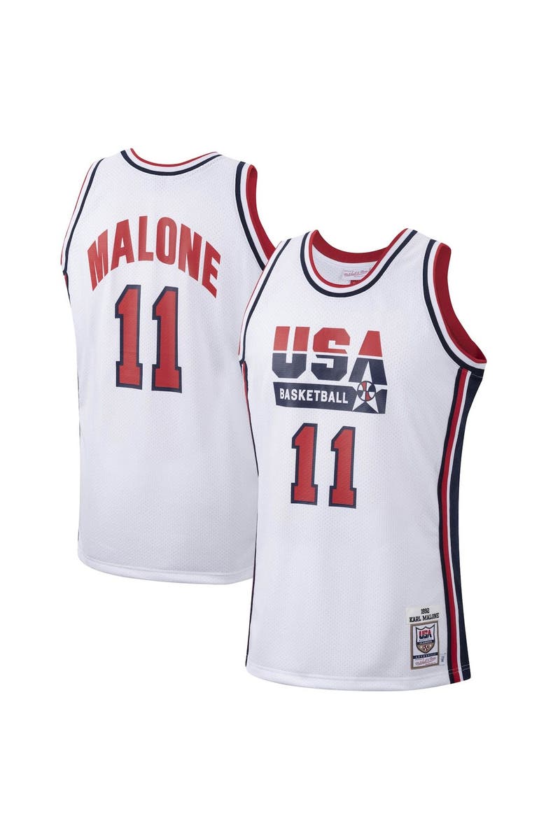 Mitchell & Ness Men's Mitchell & Ness Karl Malone White USA Basketball 1992 Authentic Jersey, Main, color, White