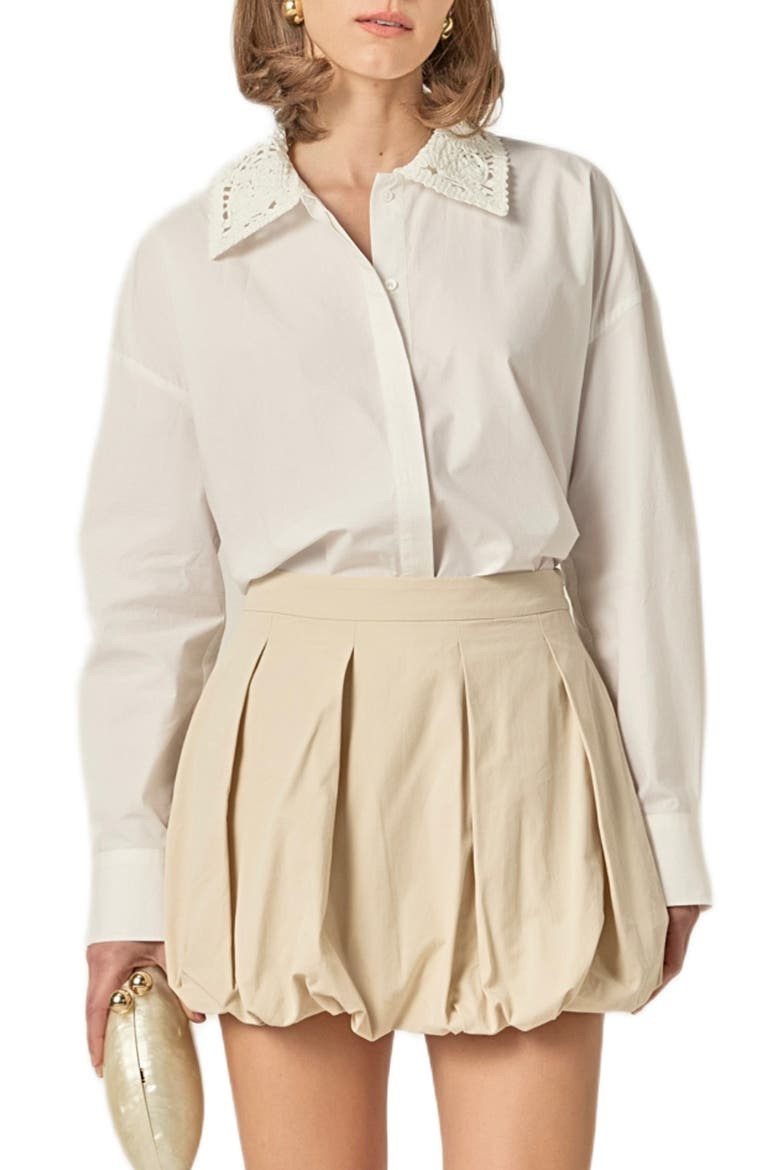 Crochet Collar Shirt, Main, color, WHITE