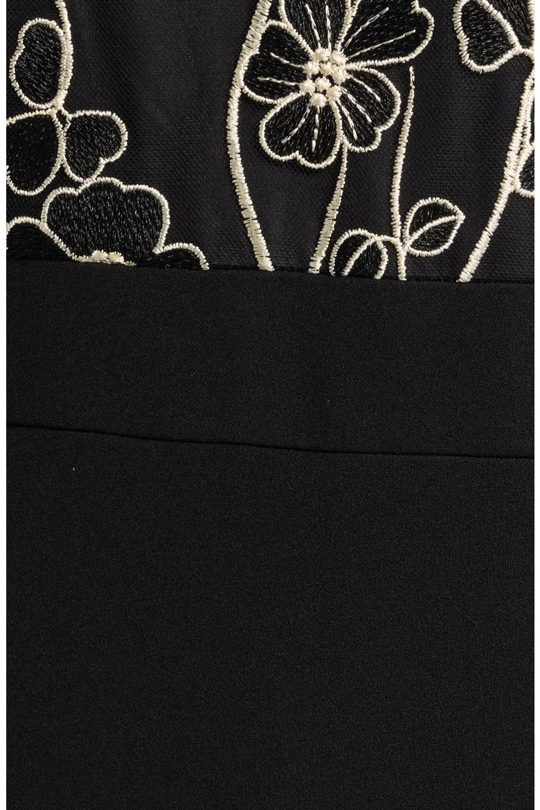 Floral Embroidered Off the Shoulder Trumpet Gown, Alternate, color, BLACK