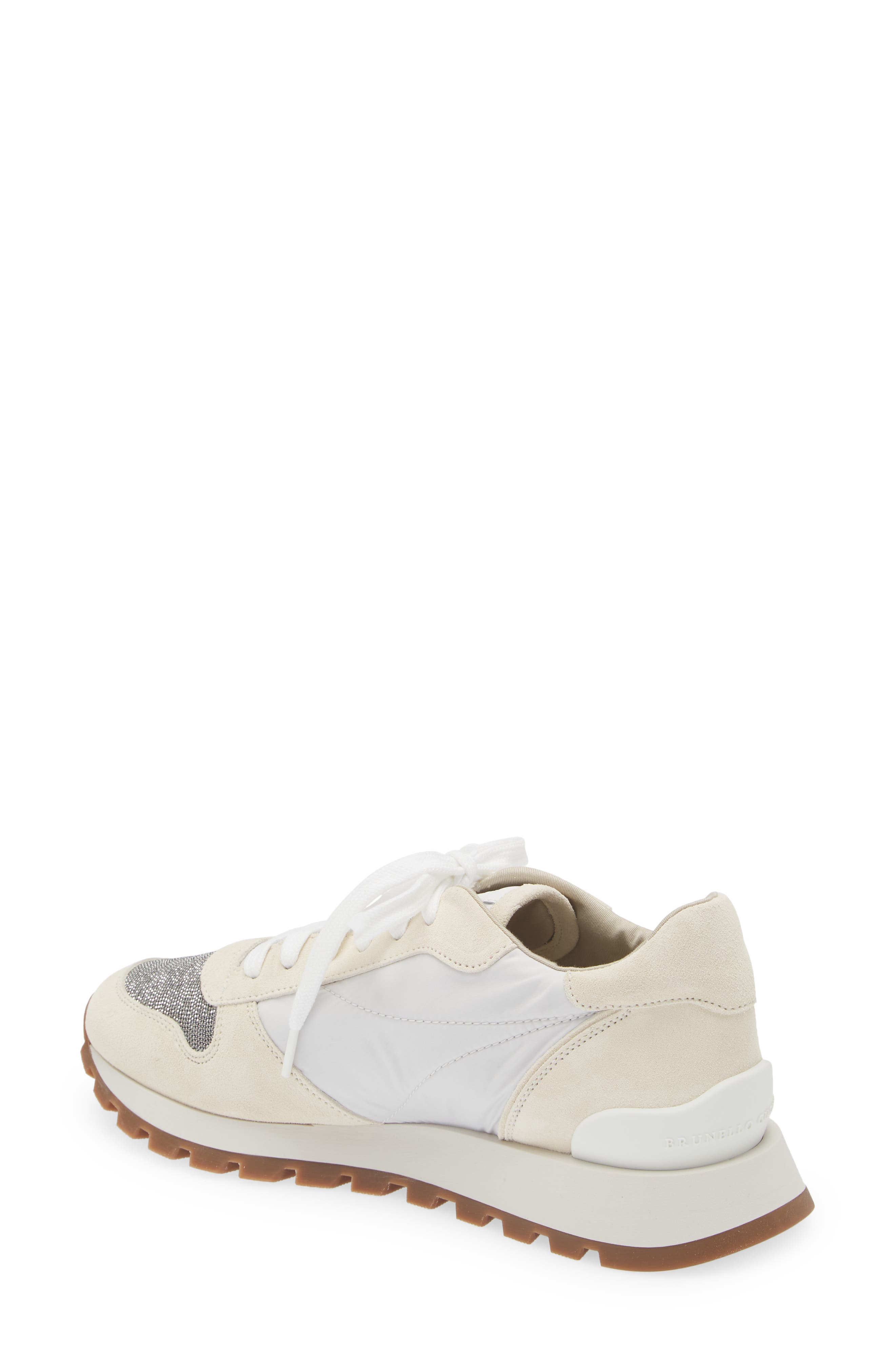 Brunello Cucinelli Monili Trim Runner Sneaker, Alternate, color, White