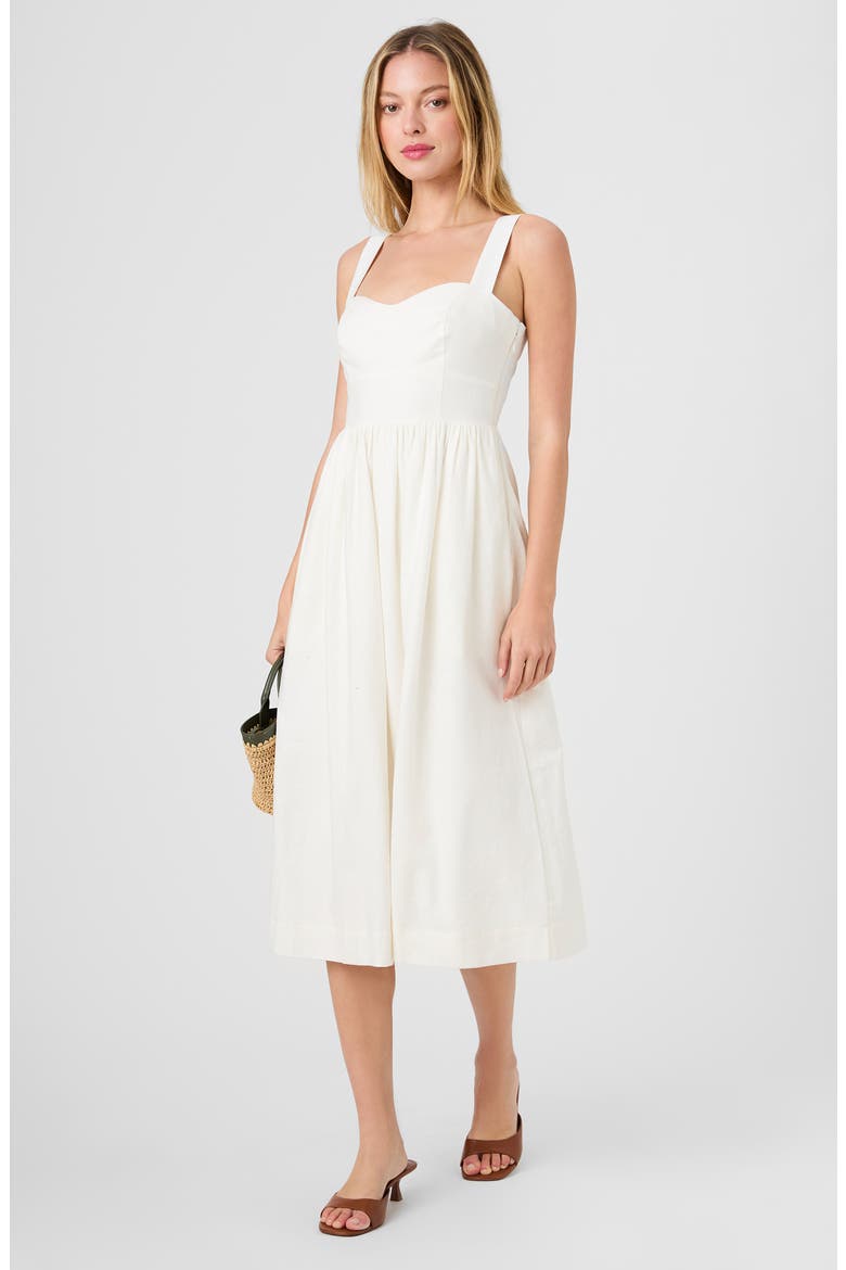 Linen Blend Midi Dress, Alternate, color, SUMMER WHITE