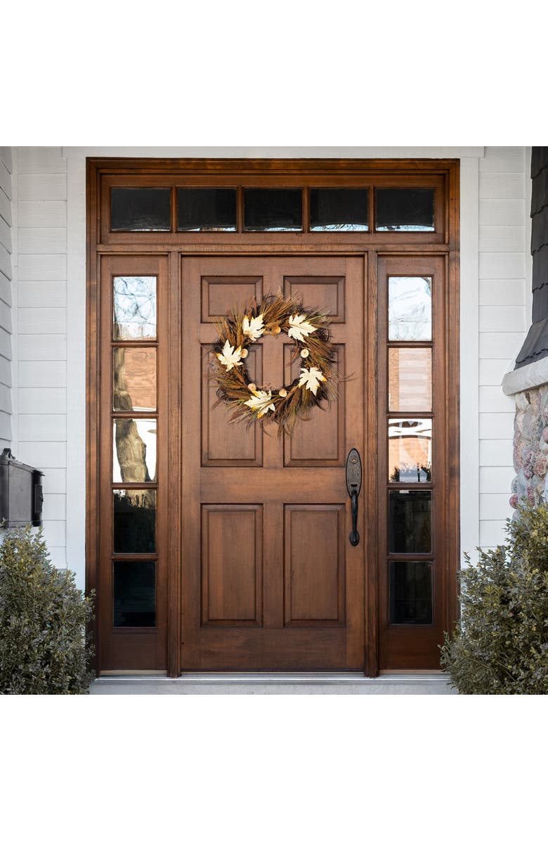 Northlight Cattail and Wheat Twig Artificial Fall Harvest Wreath - 24", Alternate, color, Beige