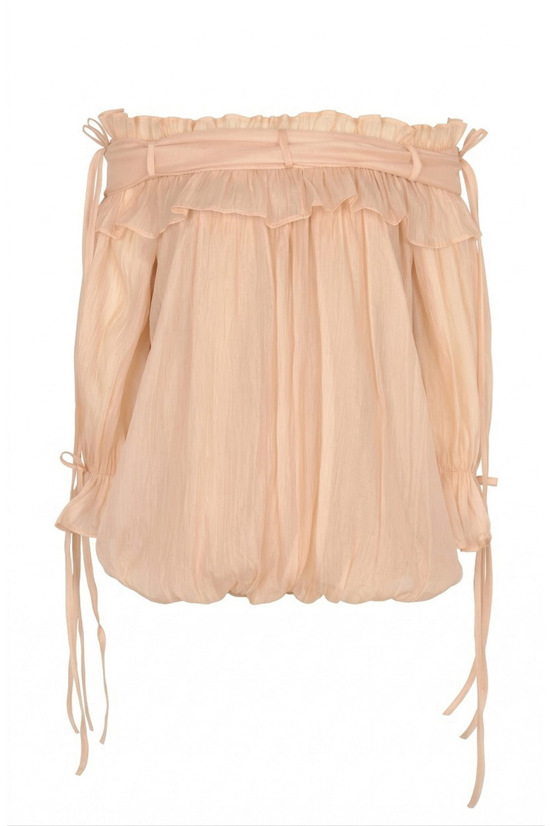 Off Shoulder Ruffle Mini Dress, Alternate, color, Peach