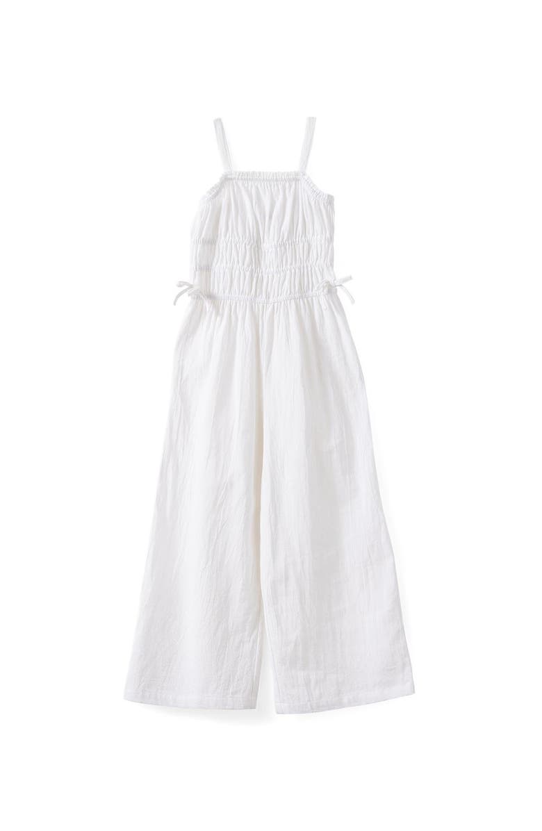 Cotton On Kids Kid's Shirred Bow Jumpsuit, Main, color, White
