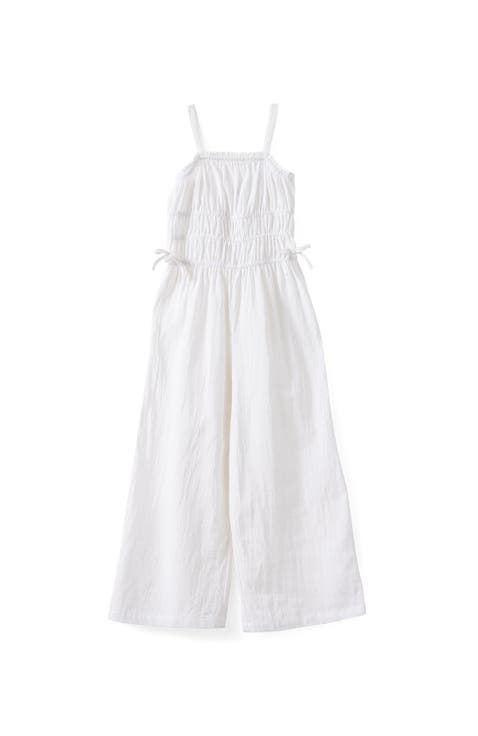 Kid's Shirred Bow Jumpsuit