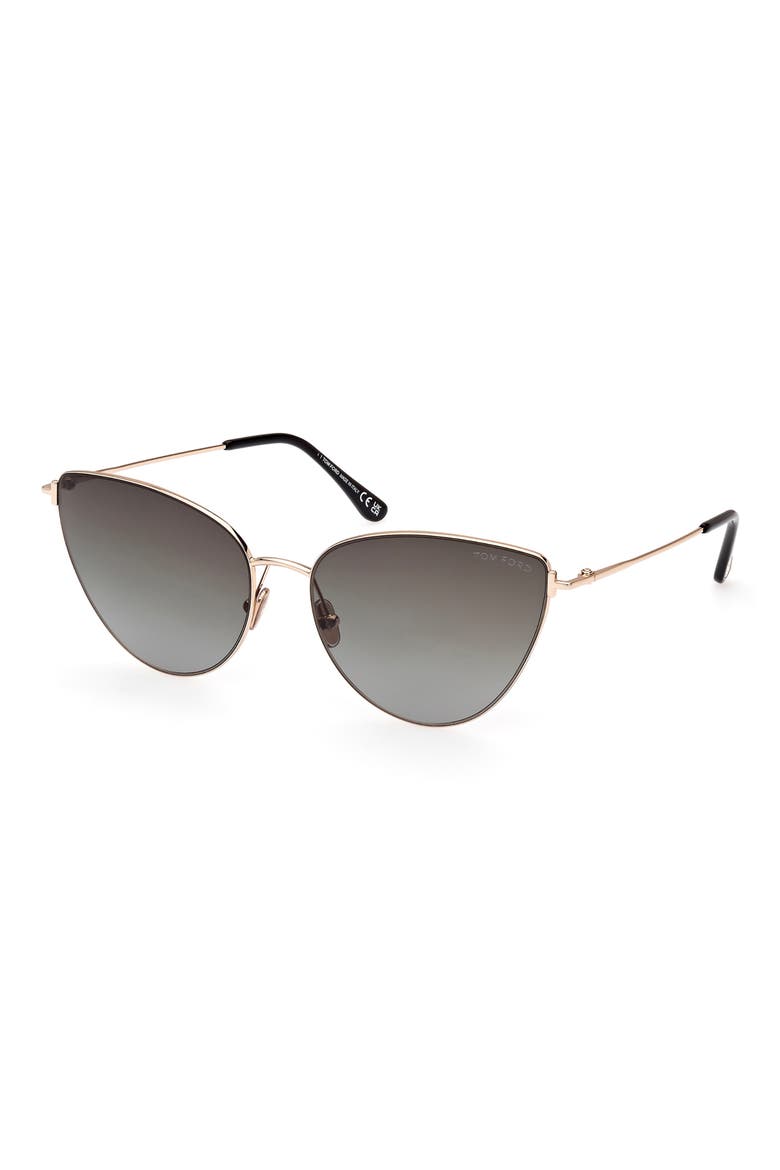 Anais 62mm Cat Eye Sunglasses, Alternate, color, SHINY ROSE GOLD/ SMOKE