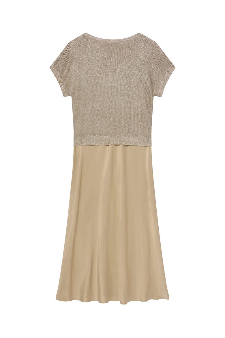 Woven Mix Metallic Dress, Alternate, color, Gold
