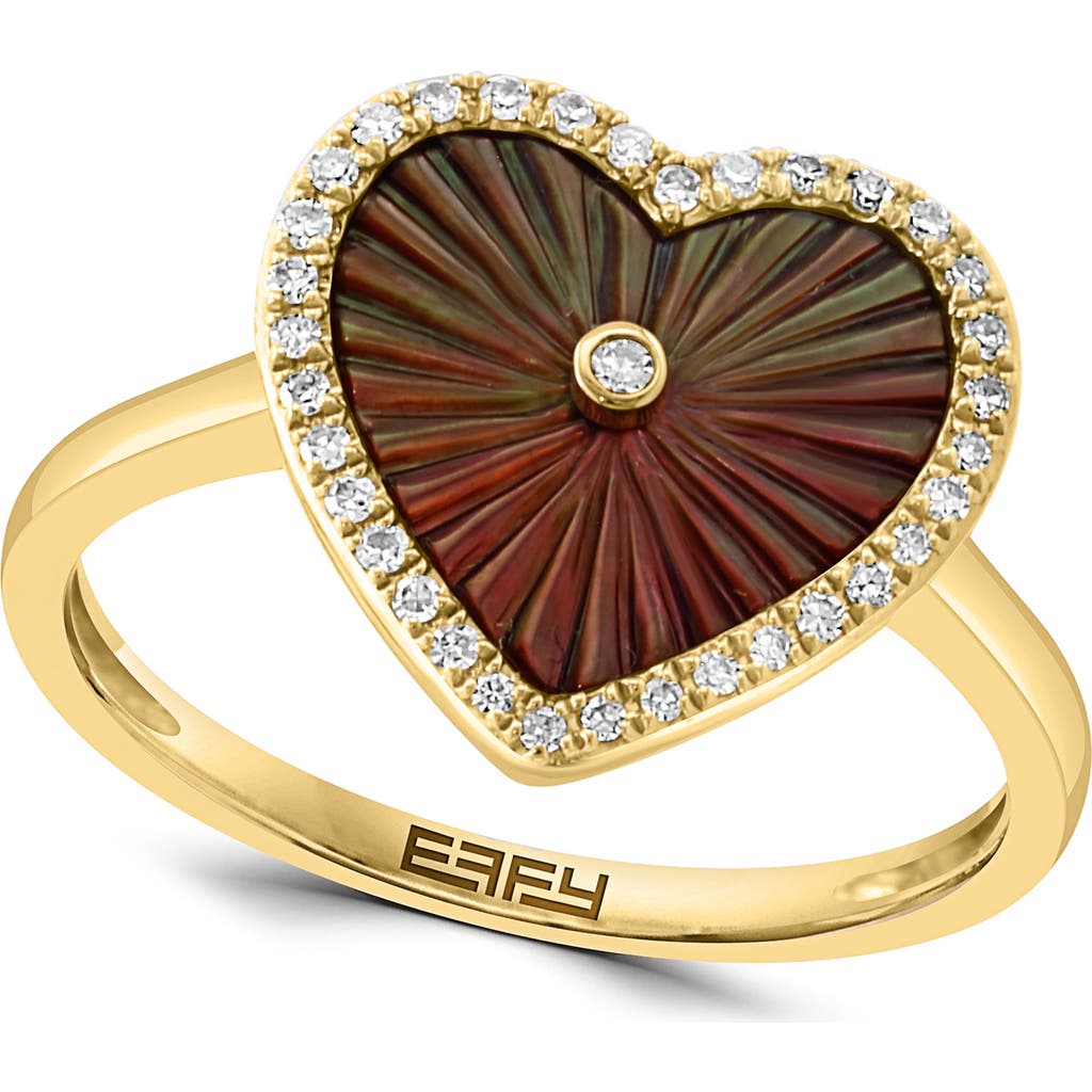 Effy Diamond & Mother-of-pearl Heart Statement Ring In Gold