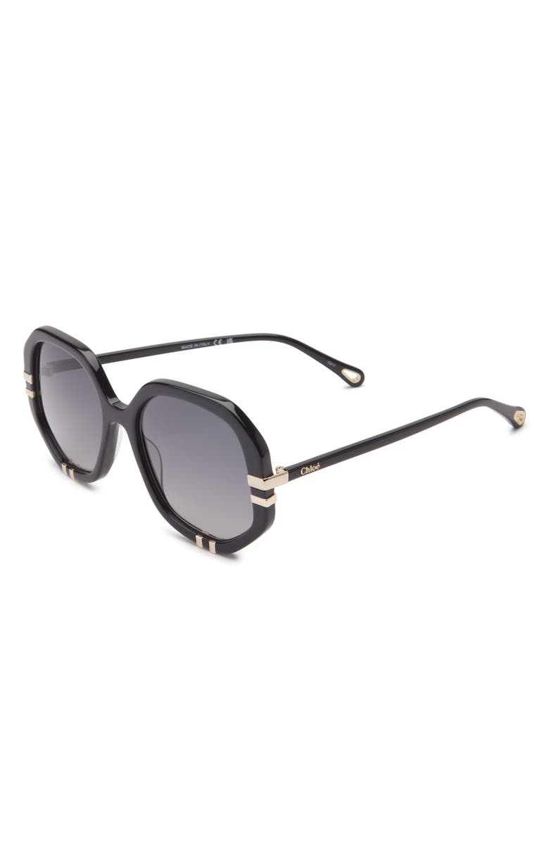 Chloé Round Sunglasses, Alternate, color, Black Black Grey