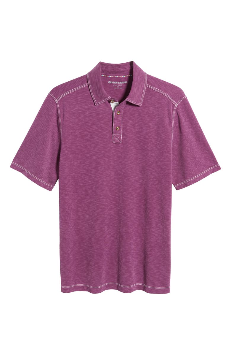 Johnston & Murphy Vintage Slub Jersey Polo, Alternate, color, Wine