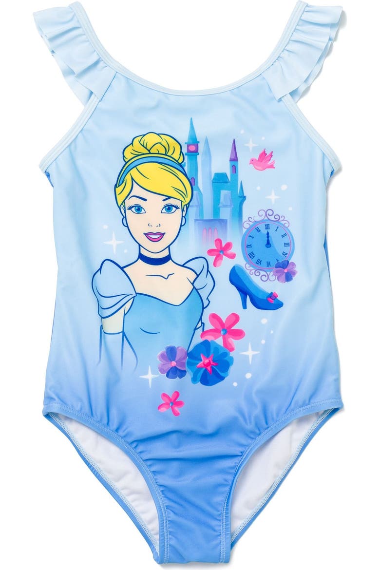 Princess One-Piece Bathing Suit, Main, color, Cinderella Blue Ombre