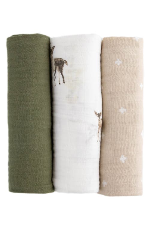 little unicorn 3-Pack Cotton Muslin Swaddle Blankets in Oh Deer 