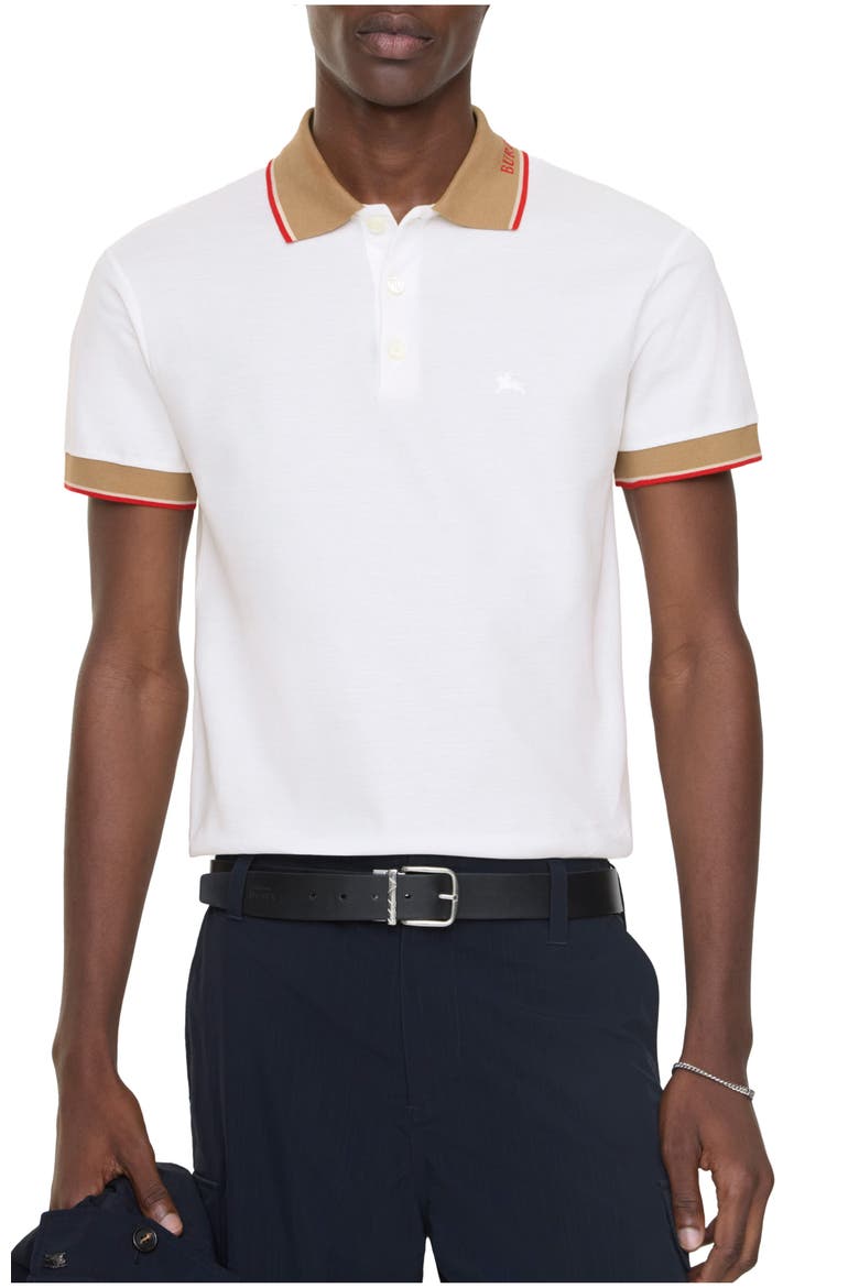 Logo Collar Cotton Polo Shirt, Main, color, Chalk white