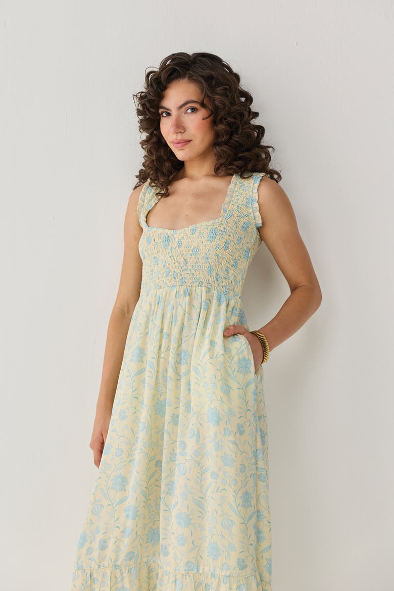 The Smocked Maxi Dress, Alternate, color, Butter Bloom