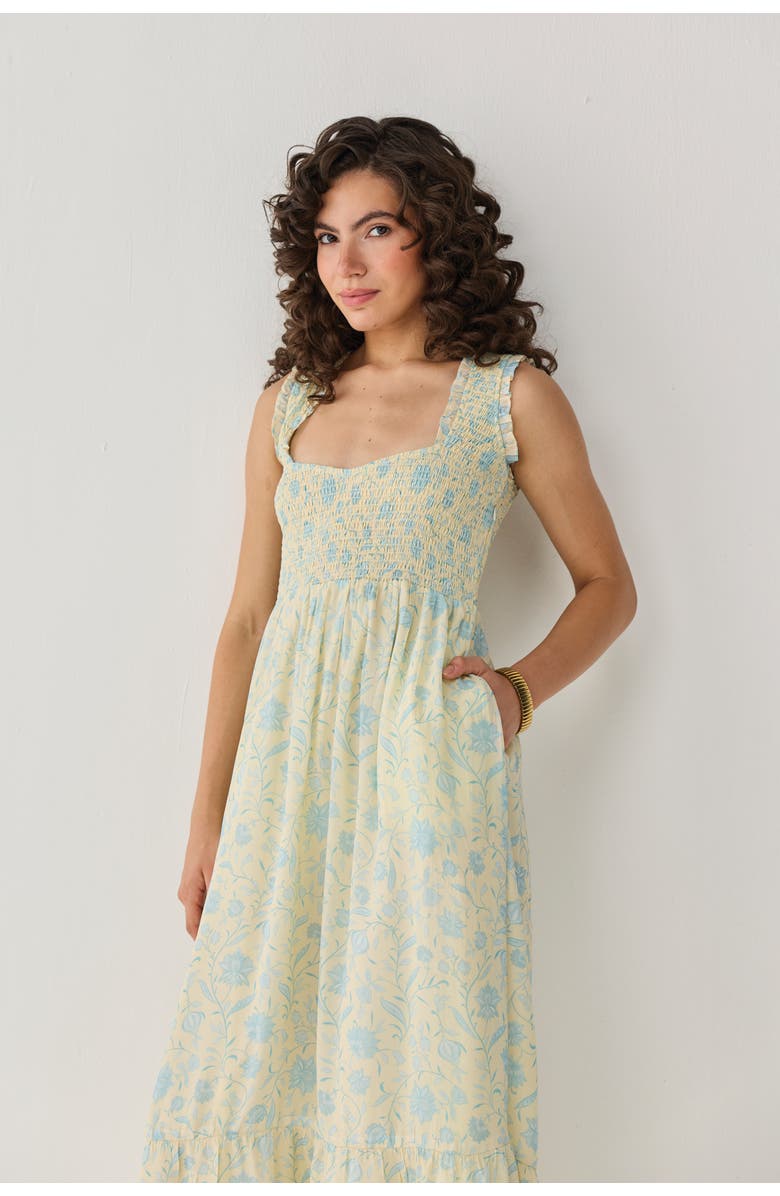 Reistor Smocked Maxi Dress, Alternate, color, Butter Bloom