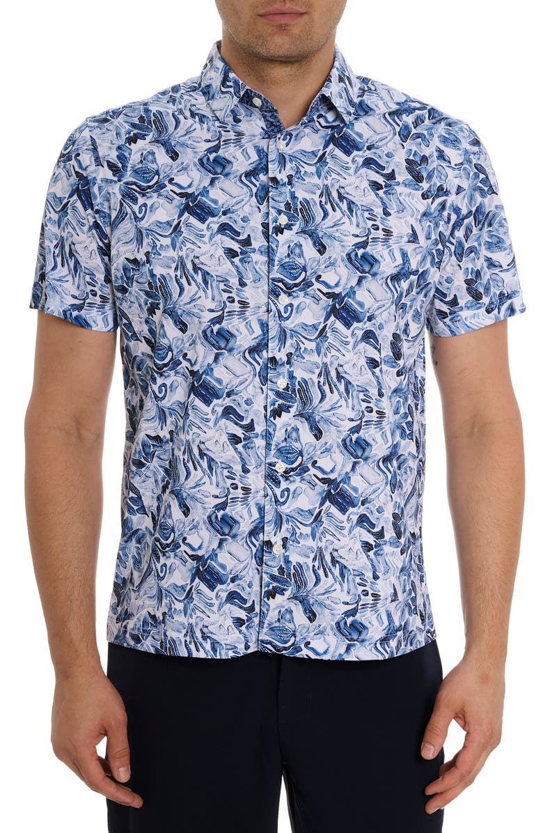 Robert Graham Occasio Short Sleeve Performance Button-Up Shirt, Main, color, 