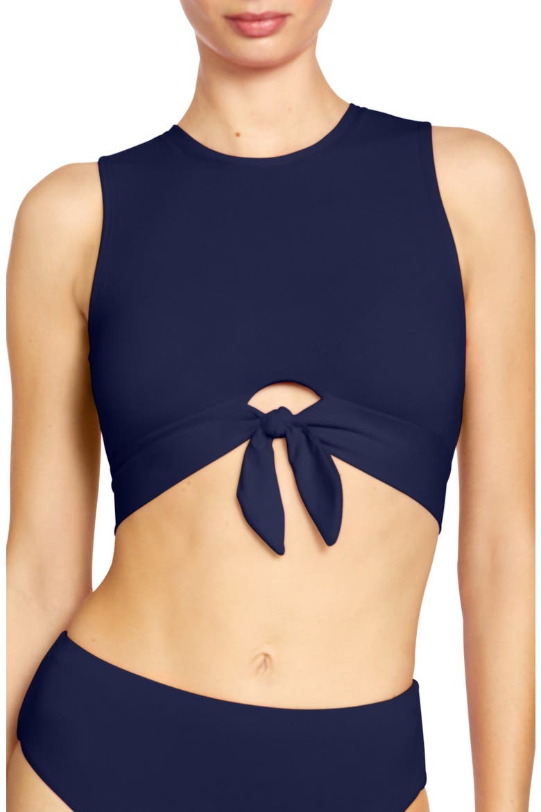 Ava Tie Front Bikini Top, Main, color, NAVY