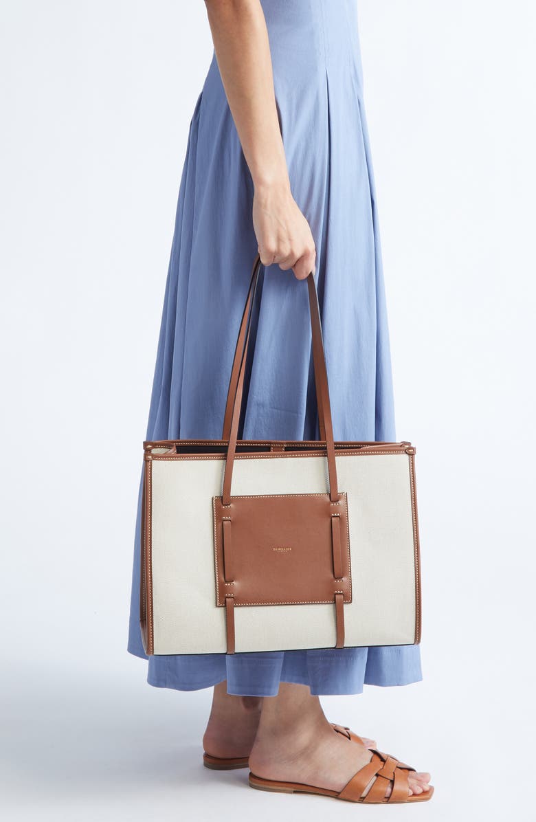 DeMellier Capri Canvas Tote, Alternate, color, Salt/ Pepper / Tan W/ Be