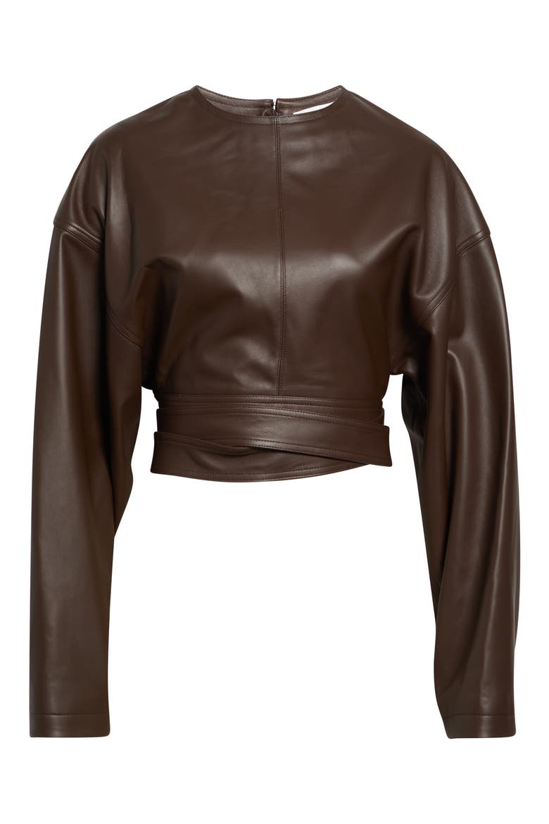 Belted Leather Top, Main, color, CHOCOLAT