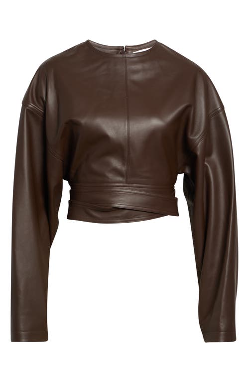 Alaïa Belted Leather Top in Chocolat at Nordstrom, Size 38