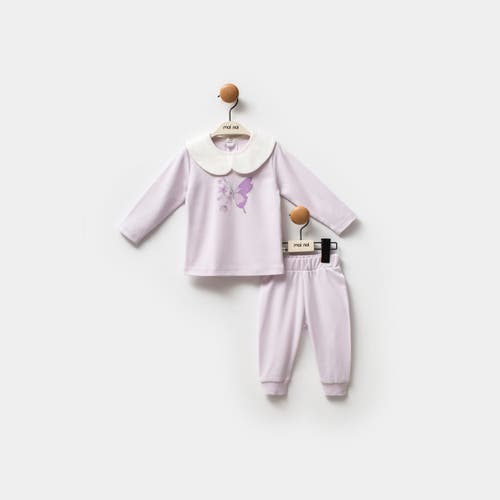 Moi Noi Butterfly Flower Outfit Set In Purple