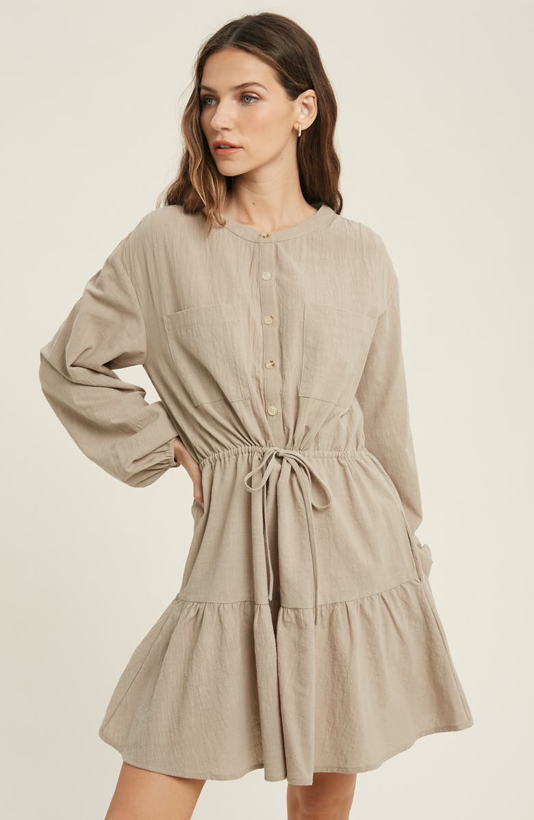 WISHLIST Long Sleeve Minidress, Alternate, color, Stone