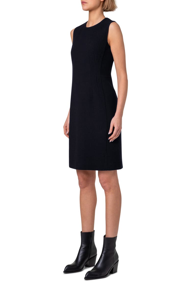 Wool Double Face Crepe Sheath Dress, Alternate, color, BLACK