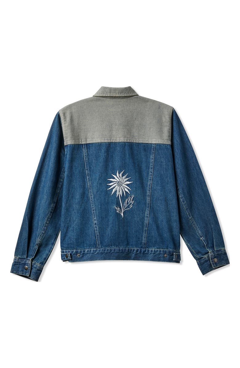 Brixton Embroidered Two-Tone Denim Trucker Jacket, Alternate, color, 