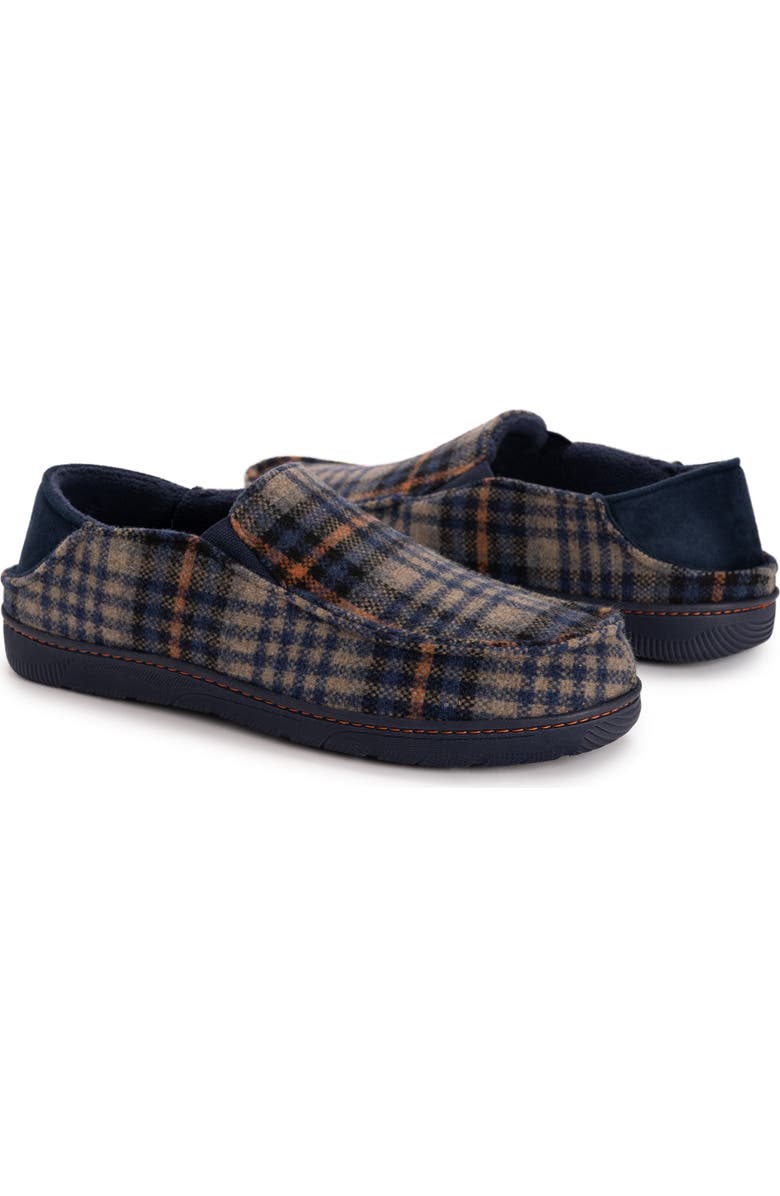 MUK LUKS Owen Step-Down Slipper, Alternate, color, Navy Plaid