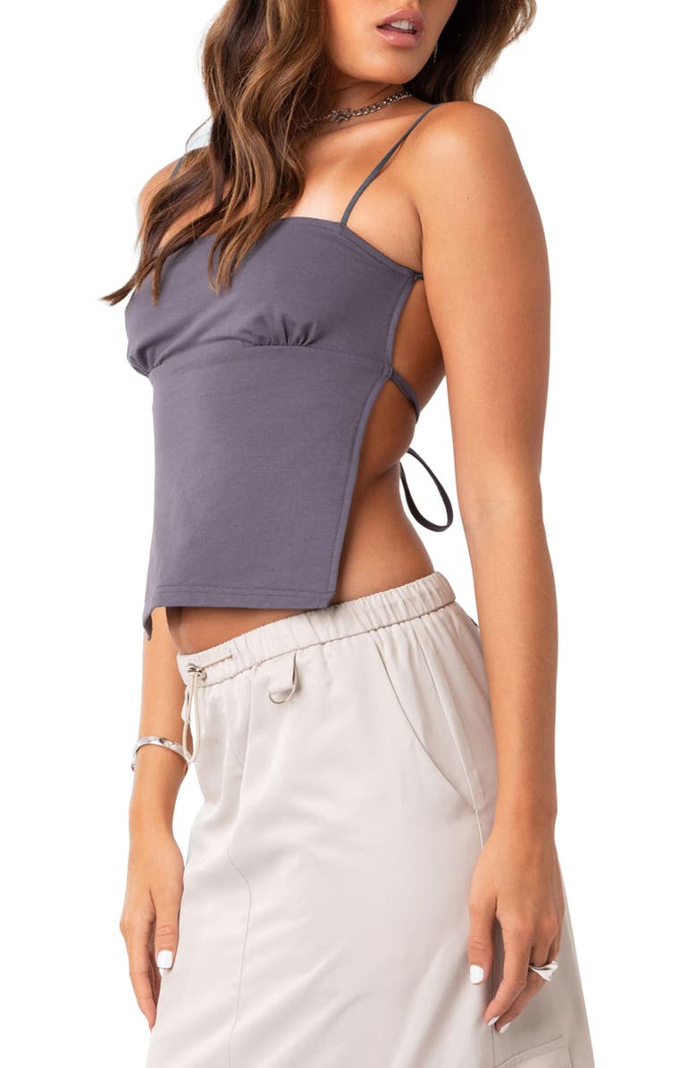 EDIKTED Jinx Open Back Tank Top, Alternate, color, Gray
