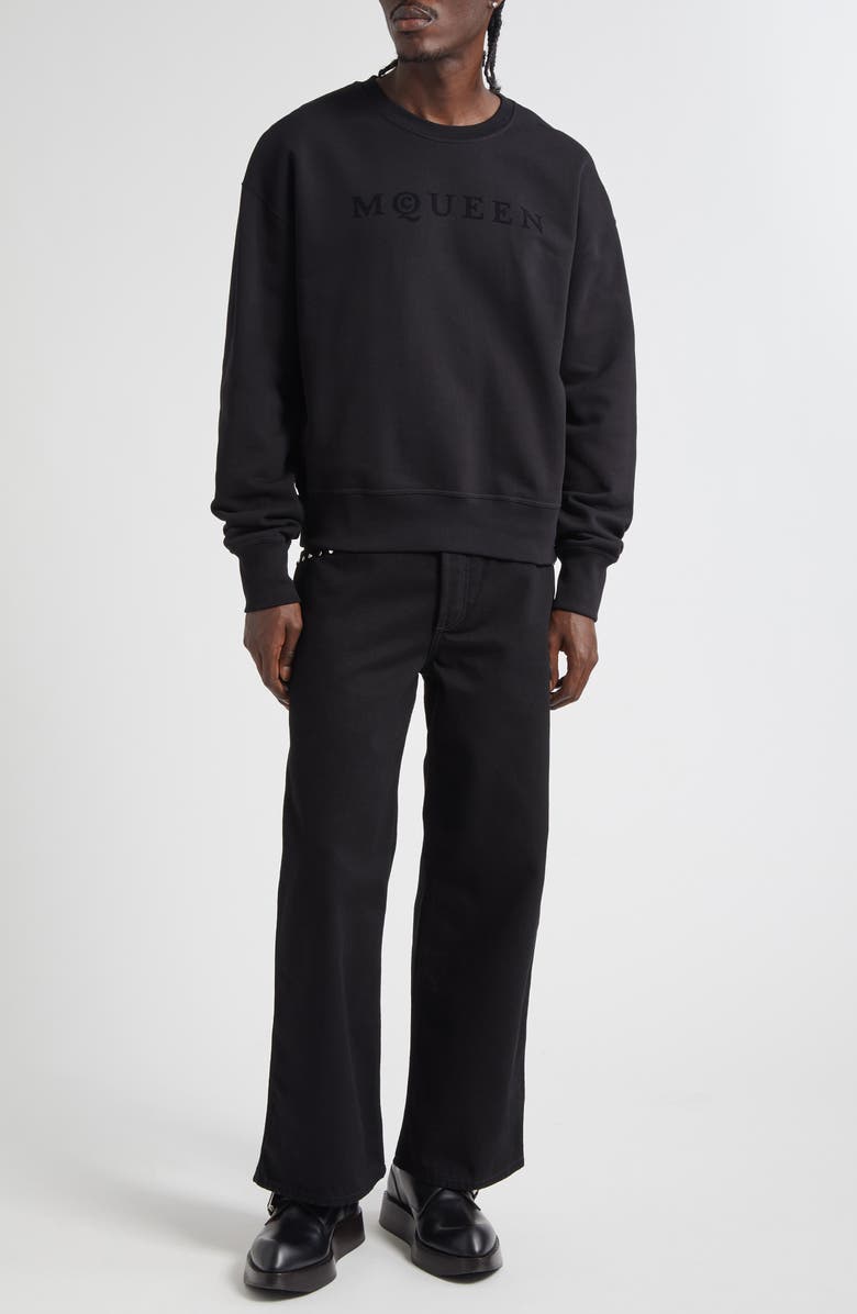 McQueen Logo Graphic French Terry Sweatshirt, Alternate, color, Black / Black