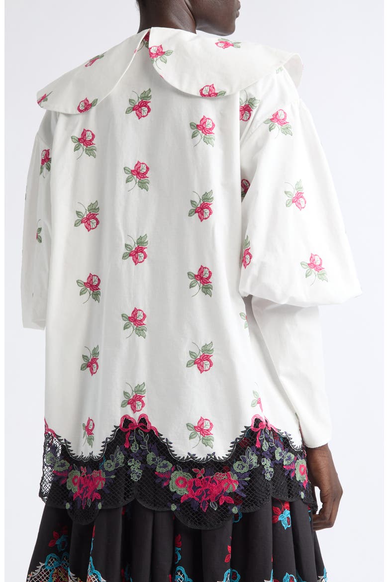 Pick-Ups Lace Trim Floral Cotton Shirt, Alternate, color, WHITE MULTI