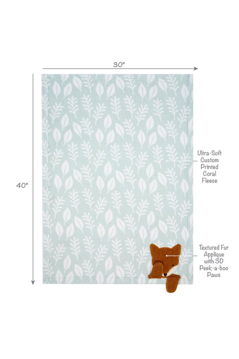 Whispering Woods Fox Soft Green Fleece Baby Blanket, Alternate, color, Green