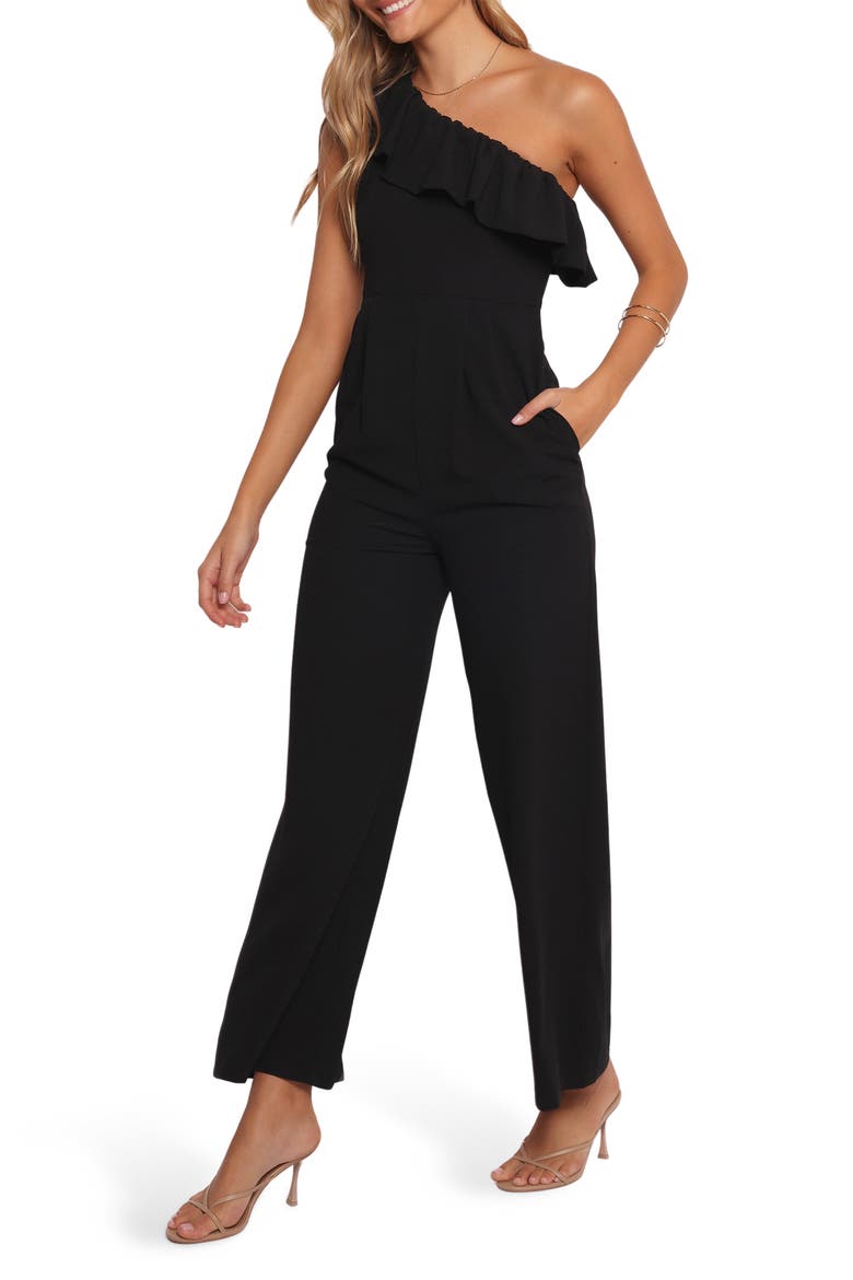 Talita One-Shoulder Jumpsuit, Alternate, color, BLACK