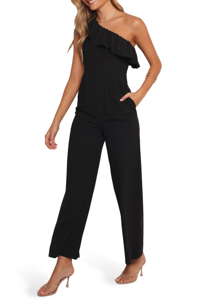 Petal & Pup Talita One-Shoulder Jumpsuit, Alternate, color, Black