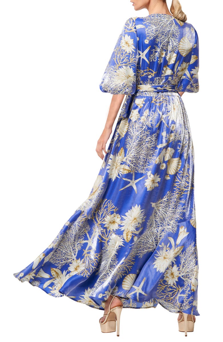 CIEBON Ariella Floral Print Side Tie Maxi Dress, Alternate, color, Blue Multi